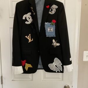 Black Blazer with Designer Patches